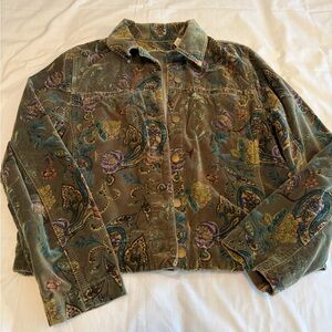 Caribbean Joe Olive Floral Velvet Feel Jacket